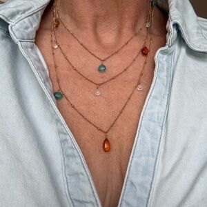 Elegant Multi-Layered Gold Necklace with Gemstone Accents